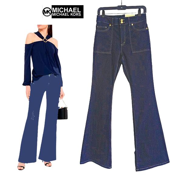 MICHAEL Michael Kors NEW Y2K SELMA High Rise Slim FLARE Leg Jean 8 - Picture 1 of 12